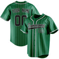 Personalized Kelly Green & Black White Pinstripe Fan Baseball Jersey BB01240530WX230