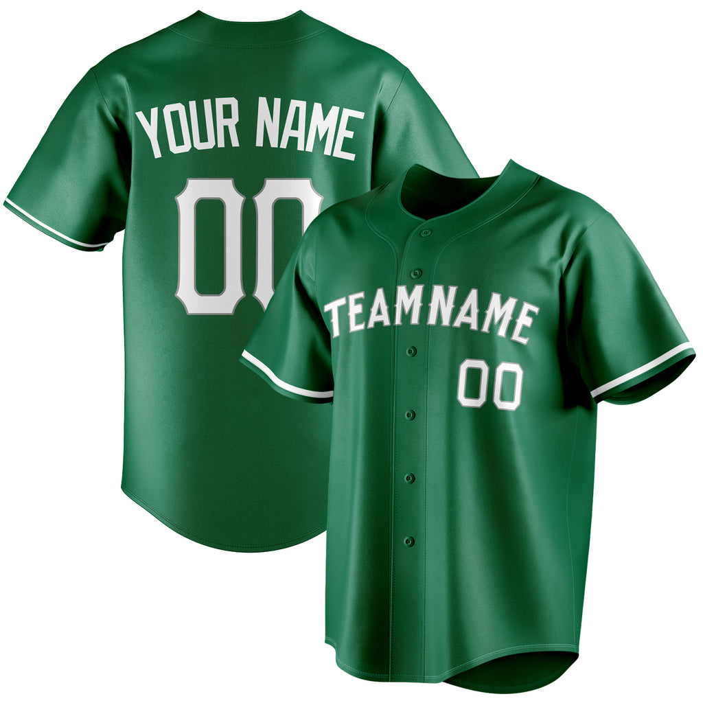 Personalized Kelly Green & White Color Fan Baseball Jersey BB01240530WX231
