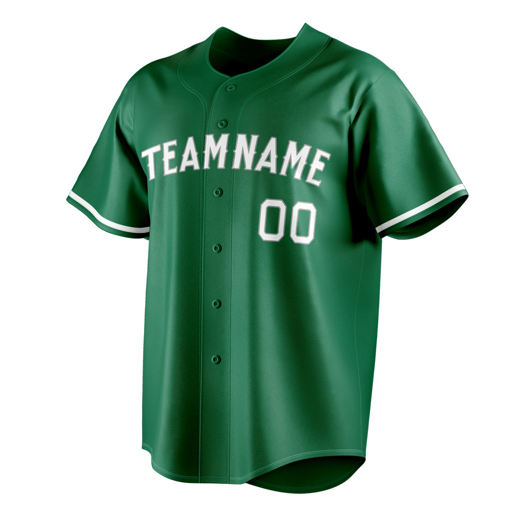 Personalized Kelly Green & White Color Fan Baseball Jersey