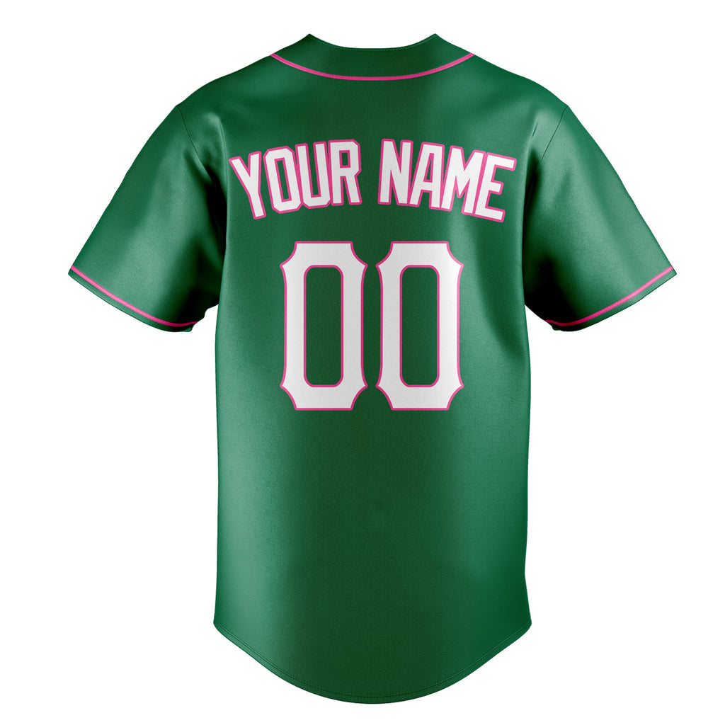 Personalized Kelly Green & White Color Fan Baseball Jersey