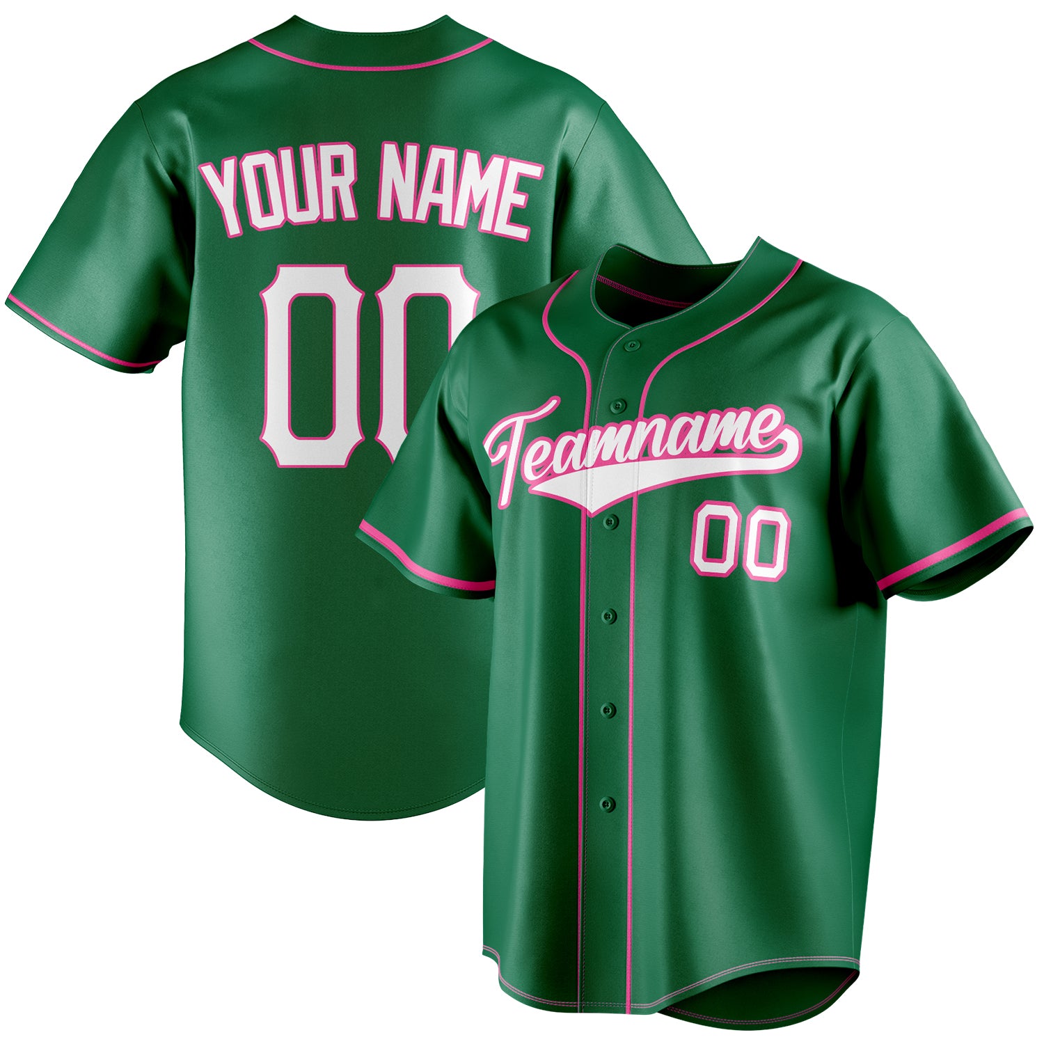 Personalized Kelly Green & White Color Fan Baseball Jersey BB01240530WX233