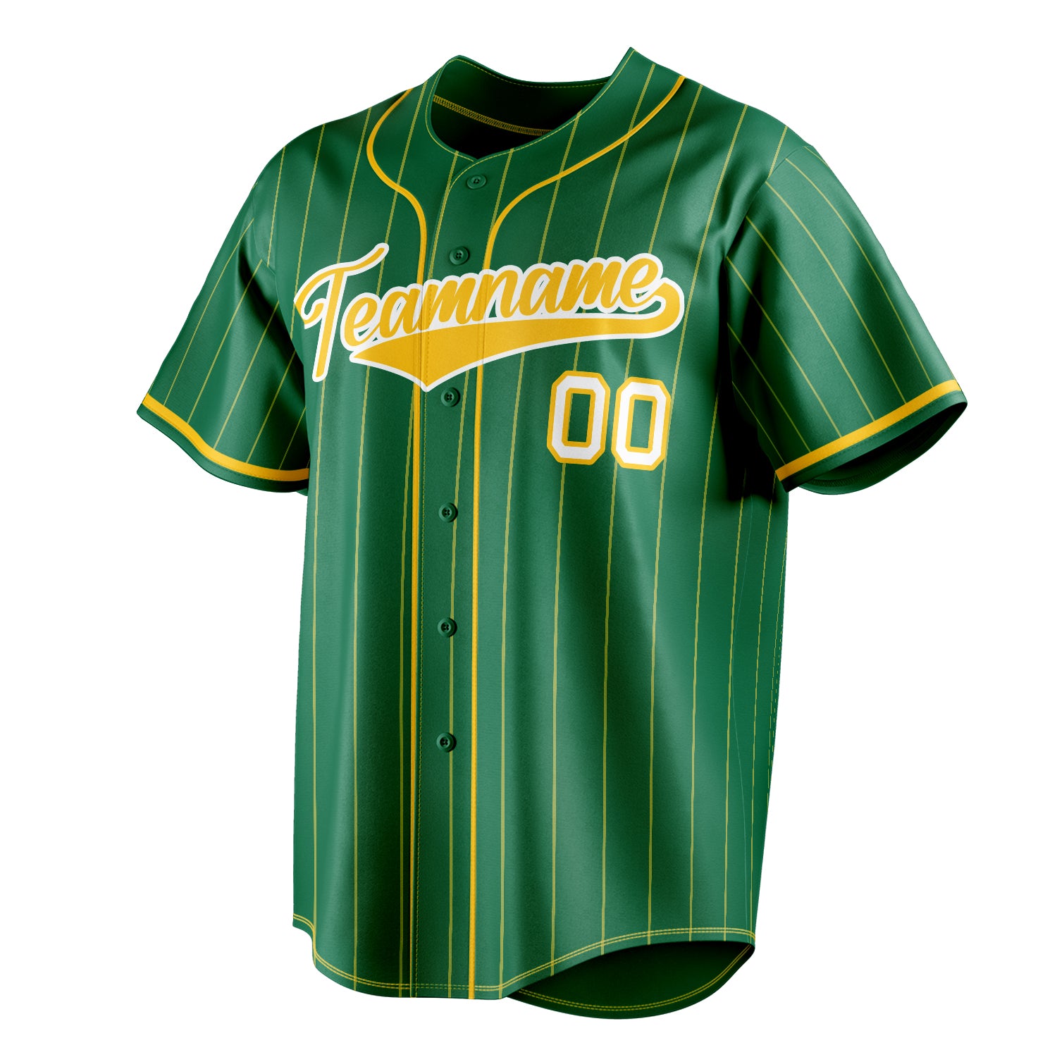 Personalized Kelly Green & Gold Gold Pinstripe Fan Baseball Jersey