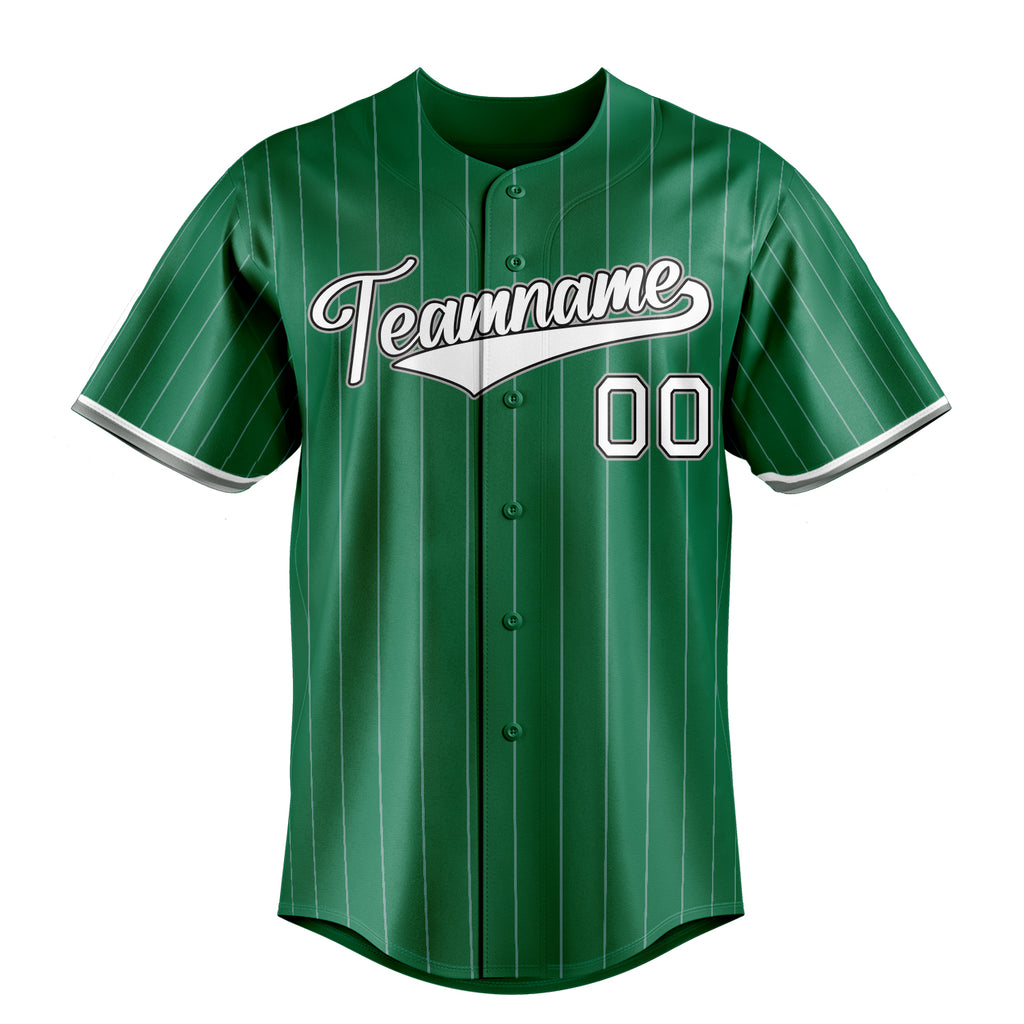Personalized Kelly Green & White White Pinstripe Fan Baseball Jersey