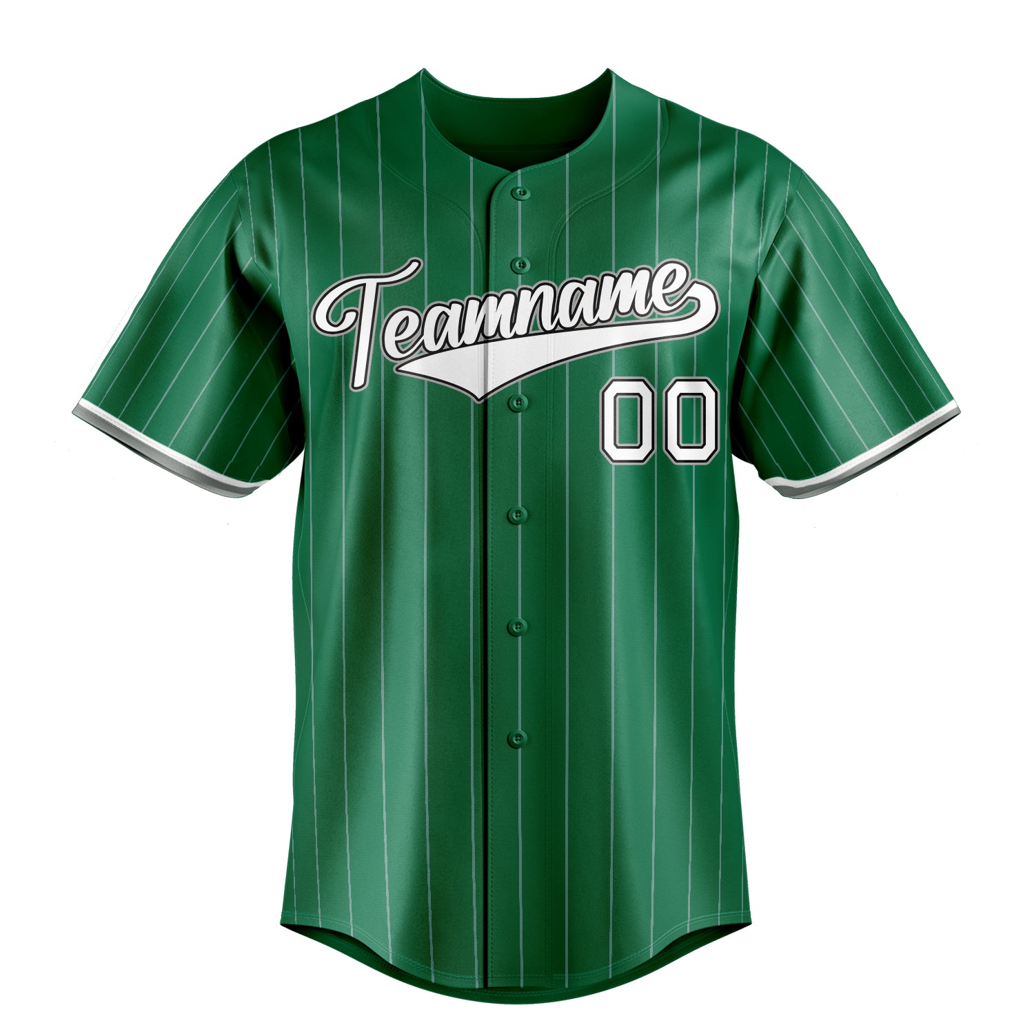 Personalized Kelly Green & White White Pinstripe Fan Baseball Jersey
