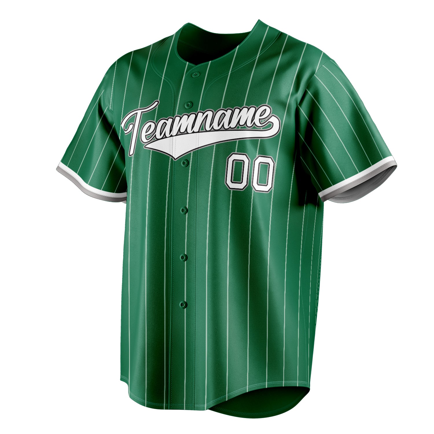 Personalized Kelly Green & White White Pinstripe Fan Baseball Jersey