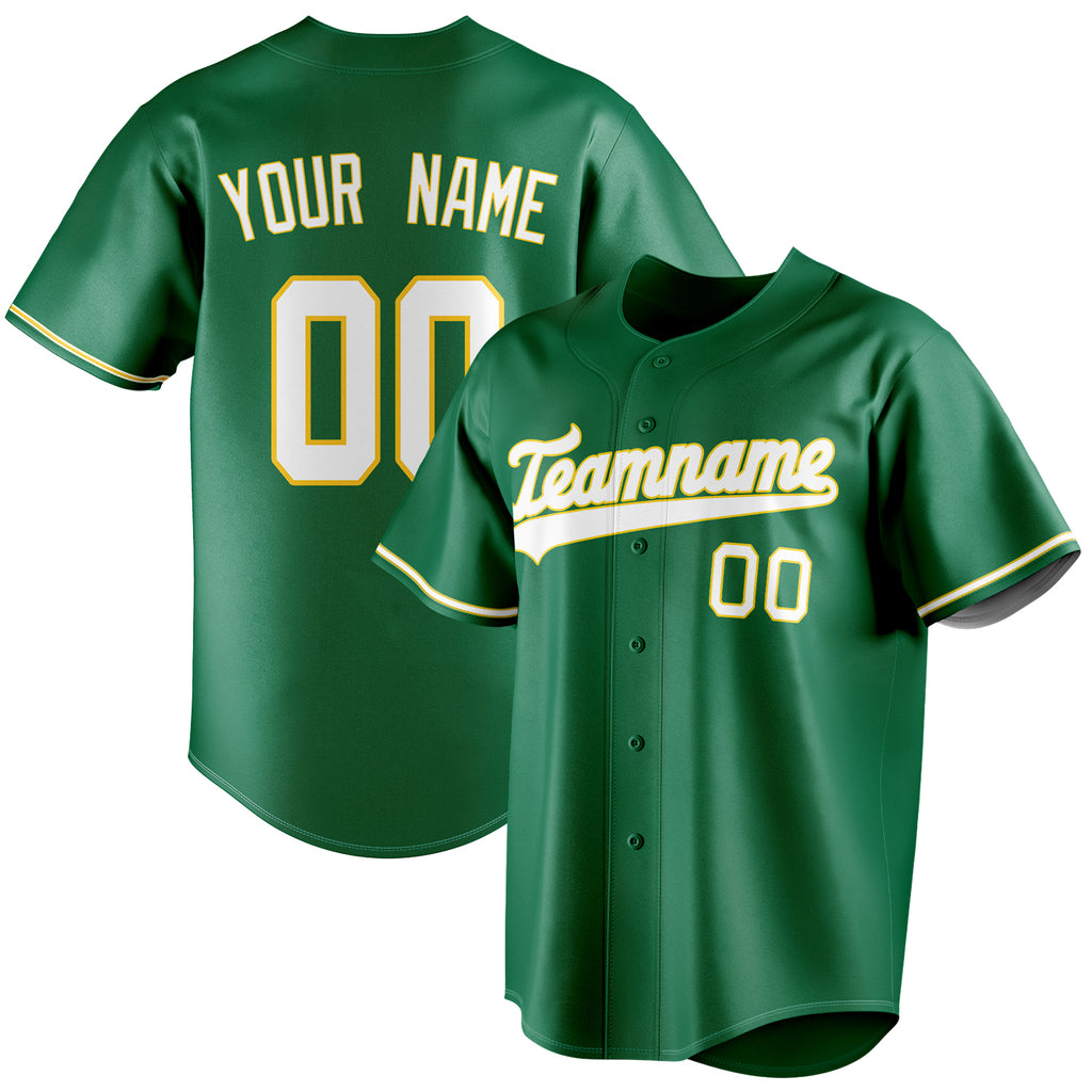Personalized Kelly Green & White Color Fan Baseball Jersey BB01240530WX237