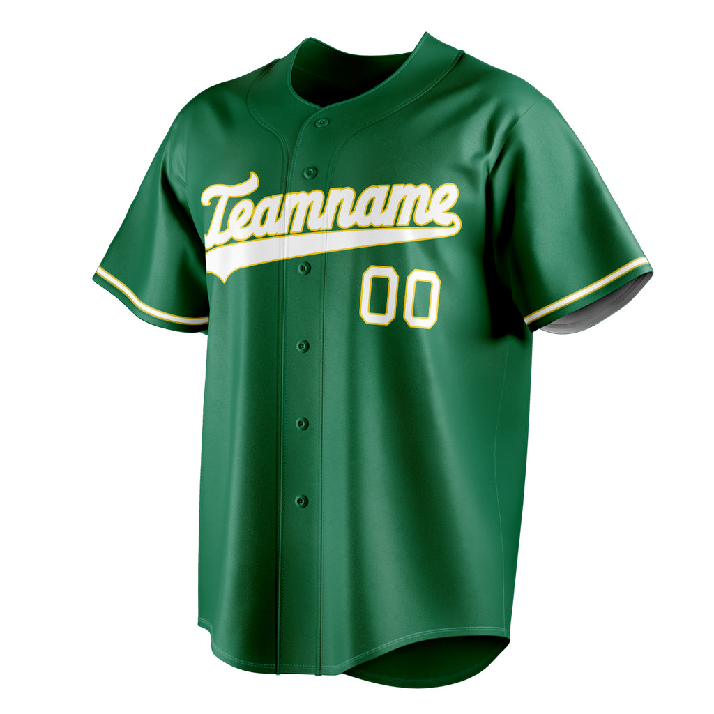 Personalized Kelly Green & White Color Fan Baseball Jersey