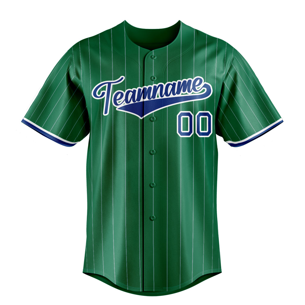 Personalized Kelly Green & Royal White Pinstripe Fan Baseball Jersey