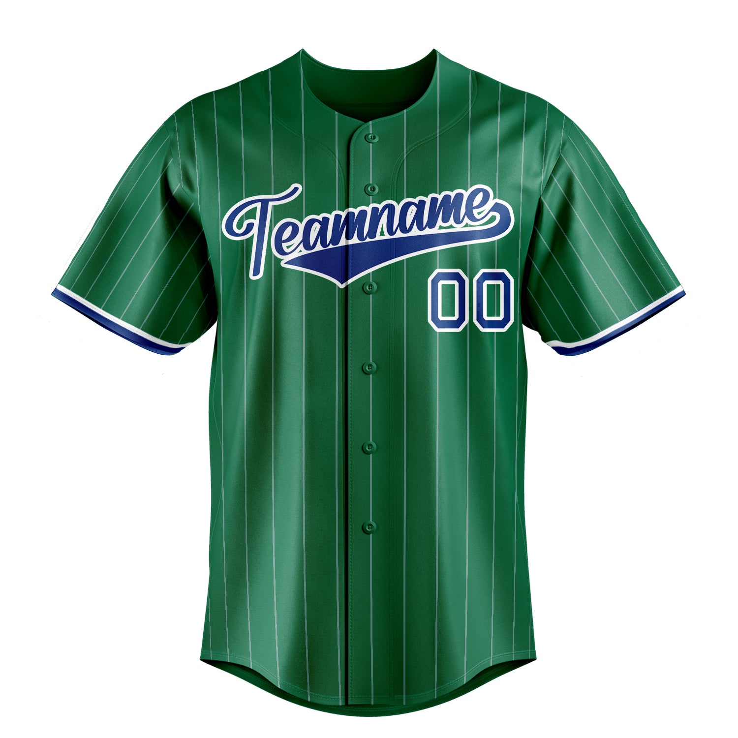 Personalized Kelly Green & Royal White Pinstripe Fan Baseball Jersey