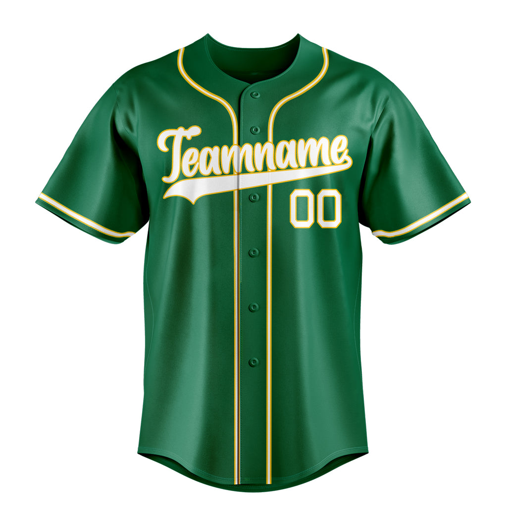 Personalized Kelly Green & White Color Fan Baseball Jersey