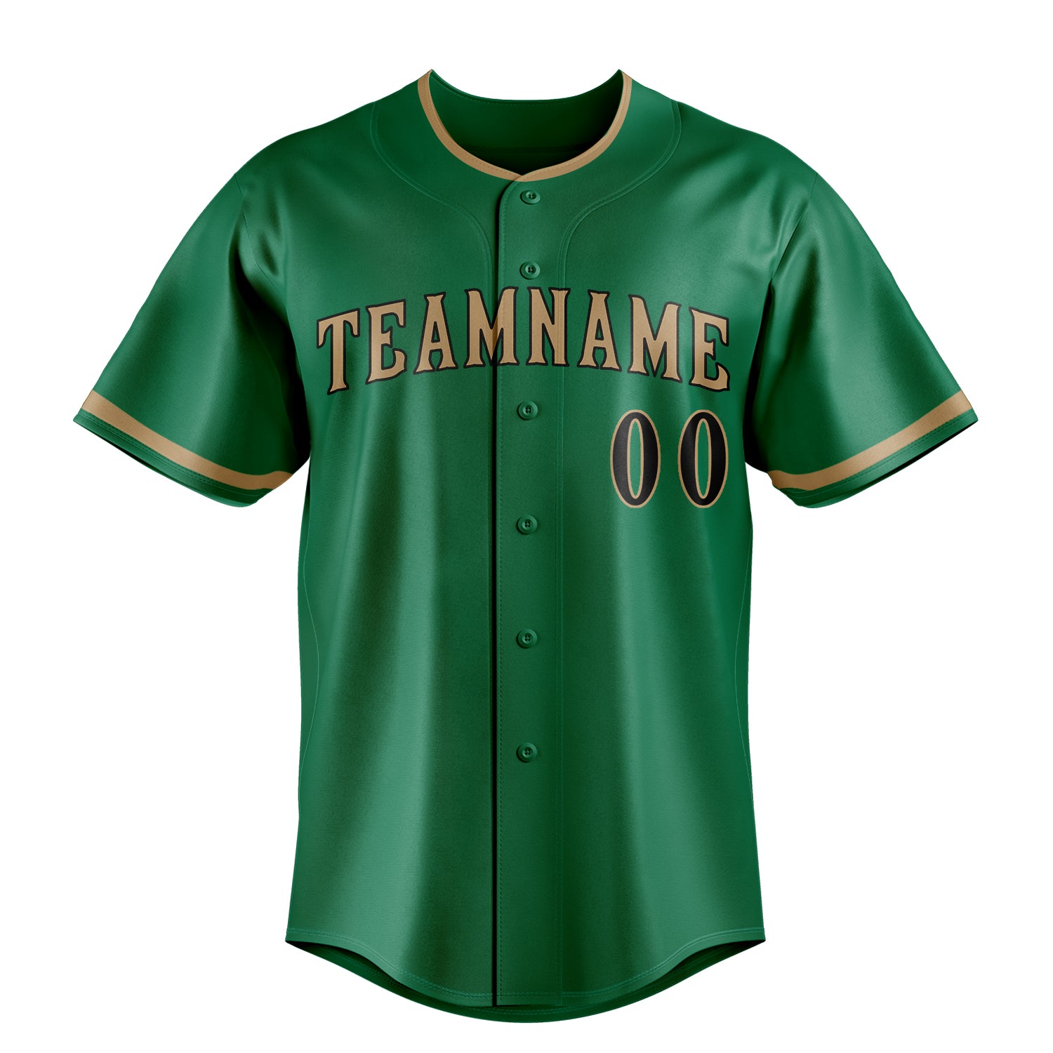 Personalized Kelly Green & Old Gold Color Fan Baseball Jersey