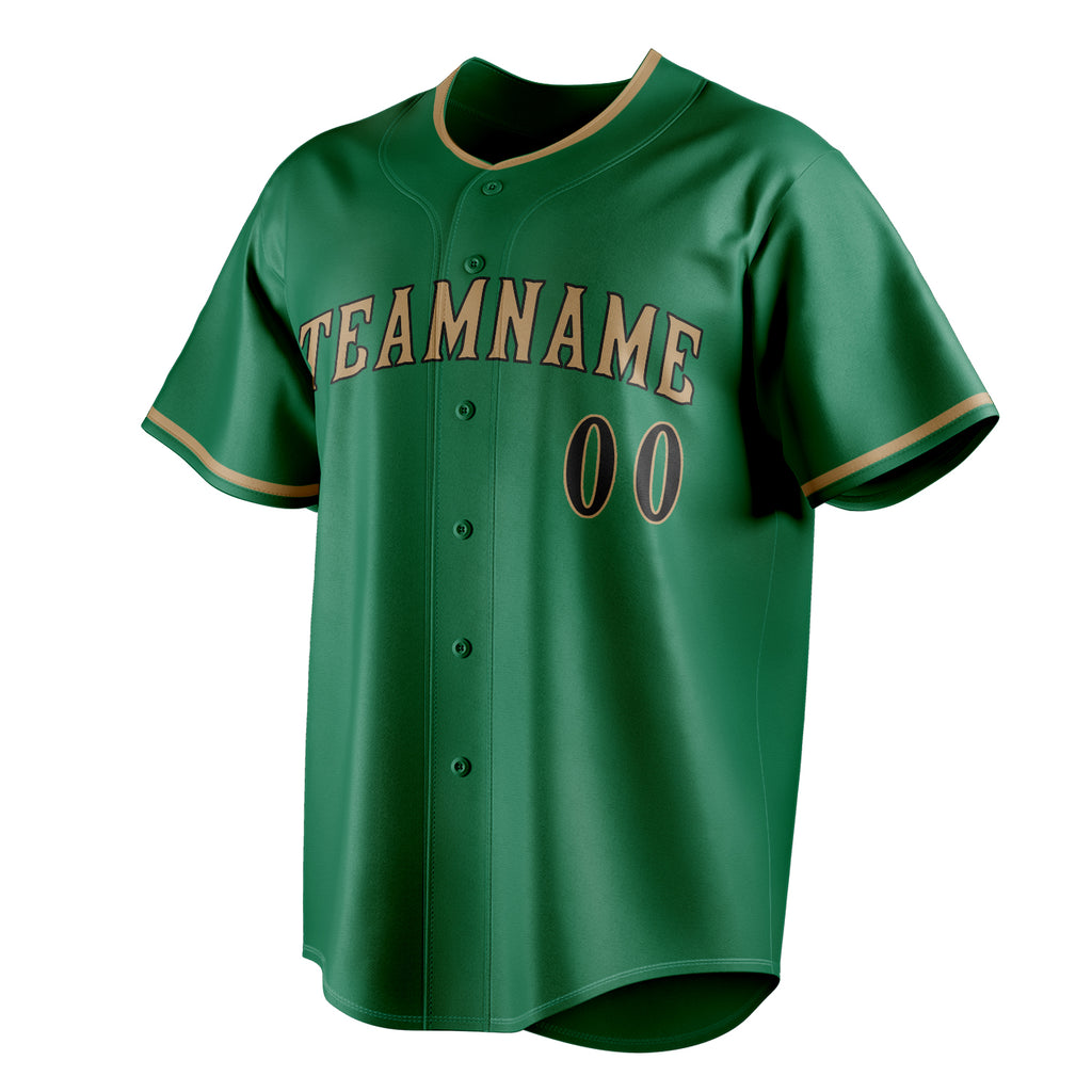 Personalized Kelly Green & Old Gold Color Fan Baseball Jersey