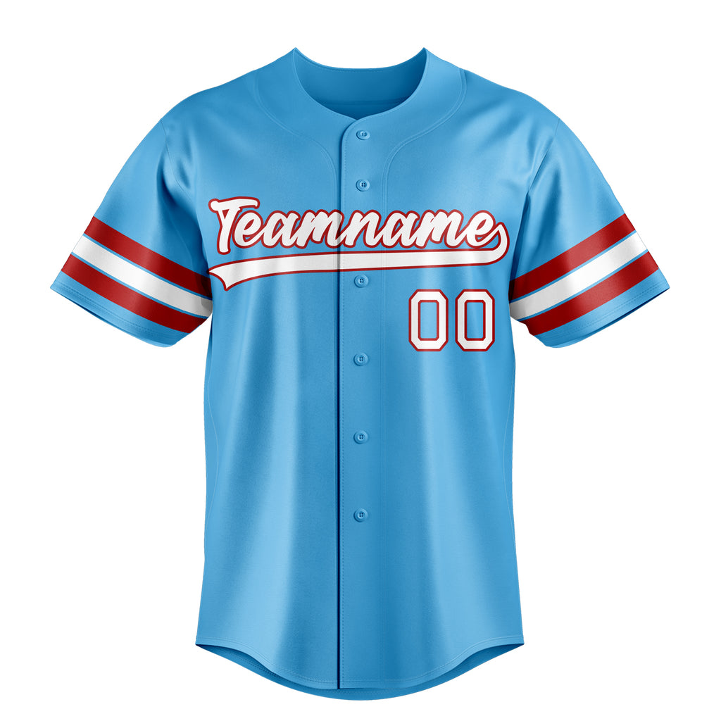 Personalized Sky Blue & White Color Fan Baseball Jersey
