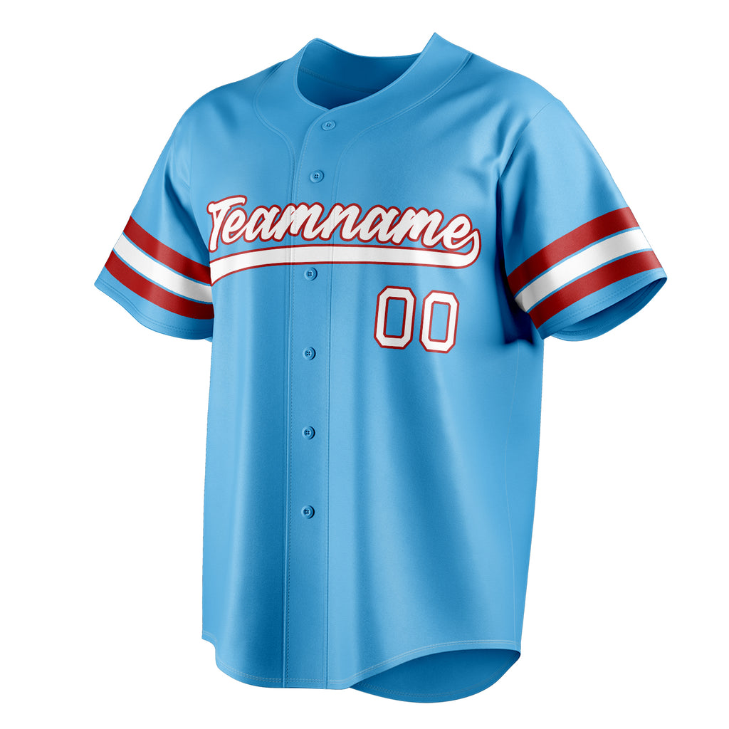 Personalized Sky Blue & White Color Fan Baseball Jersey