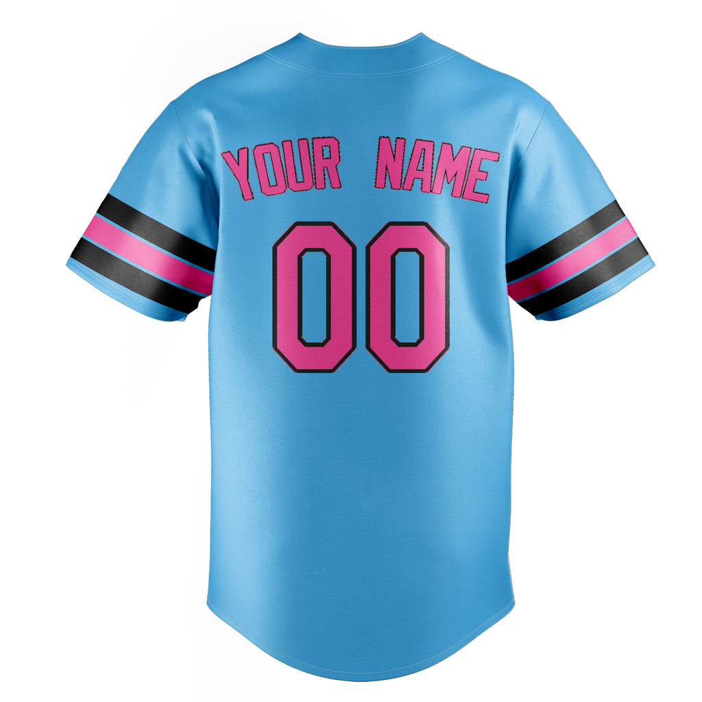 Personalized Sky Blue & Pink Color Fan Baseball Jersey