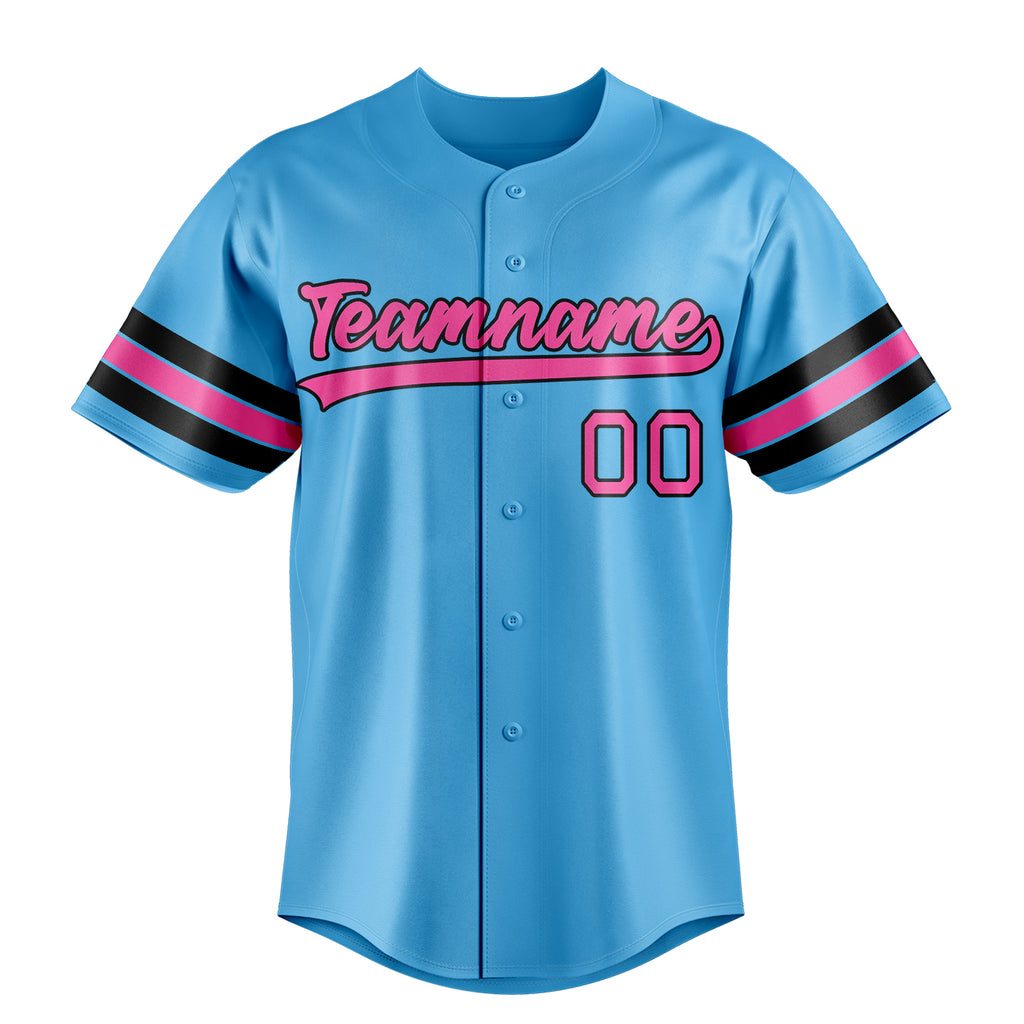 Personalized Sky Blue & Pink Color Fan Baseball Jersey