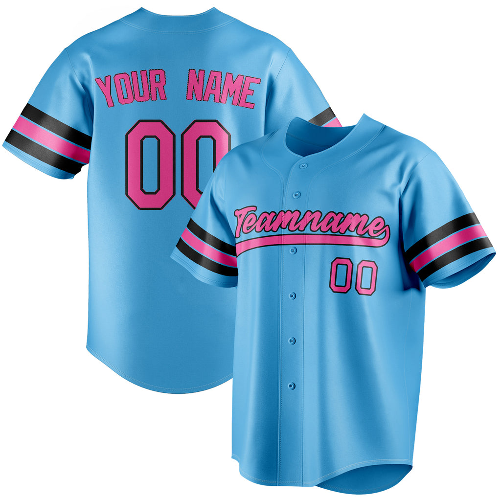 Personalized Sky Blue & Pink Color Fan Baseball Jersey BB01240530WX302