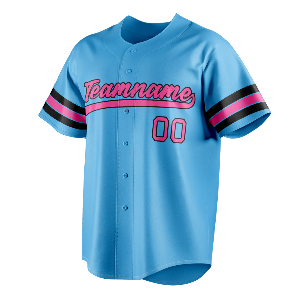 Personalized Sky Blue & Pink Color Fan Baseball Jersey