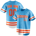 Personalized Sky Blue & Orange Double Stripe Fan Baseball Jersey BB01240530WX303