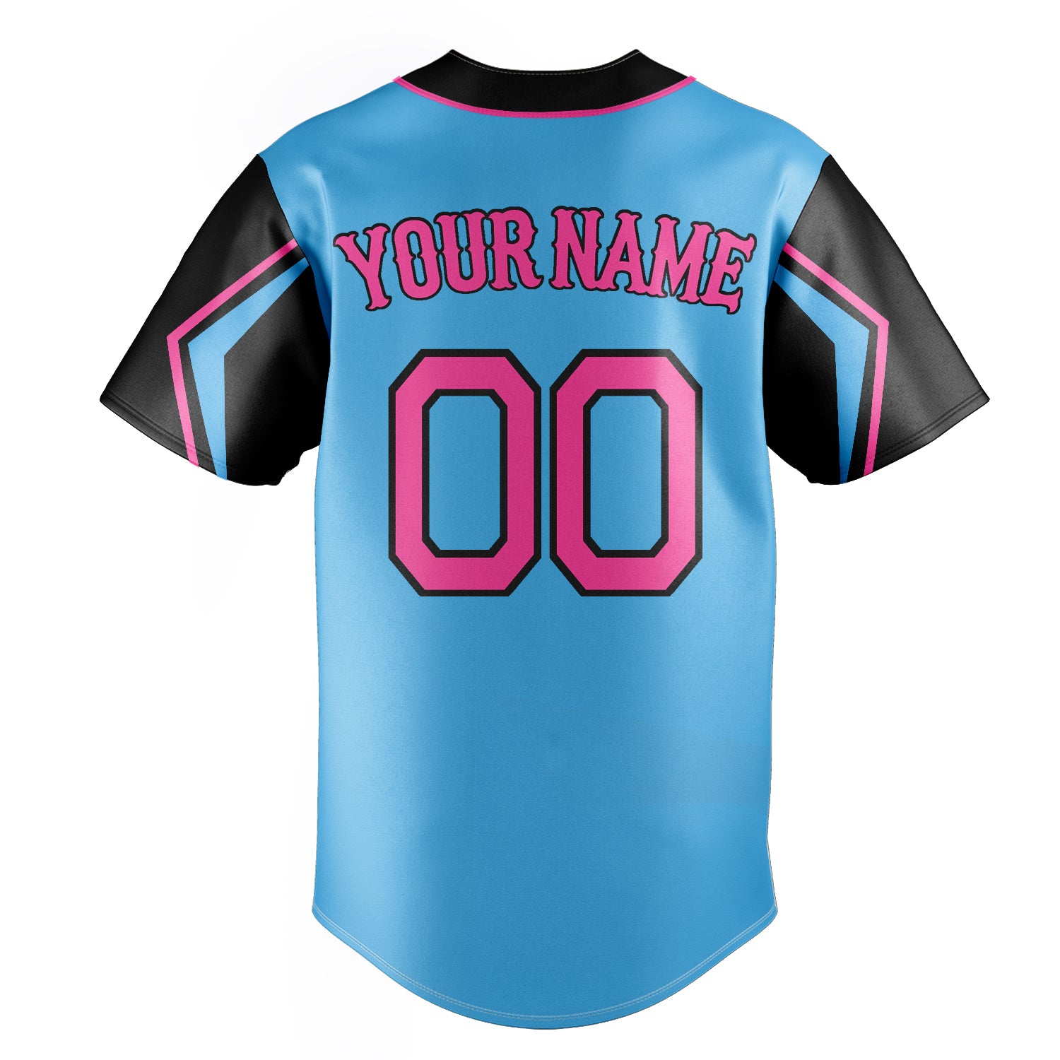 Personalized Sky Blue & Black 3 Colors Arm Shapes Fan Baseball Jersey