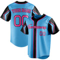 Personalized Sky Blue & Black 3 Colors Arm Shapes Fan Baseball Jersey BB01240530WX307