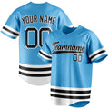 Personalized Sky Blue & Black Double Stripe Fan Baseball Jersey BB01240530WX310