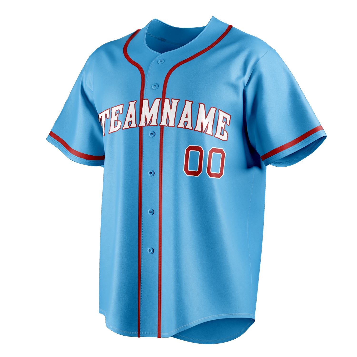 Personalized Sky Blue & Red Color Fan Baseball Jersey