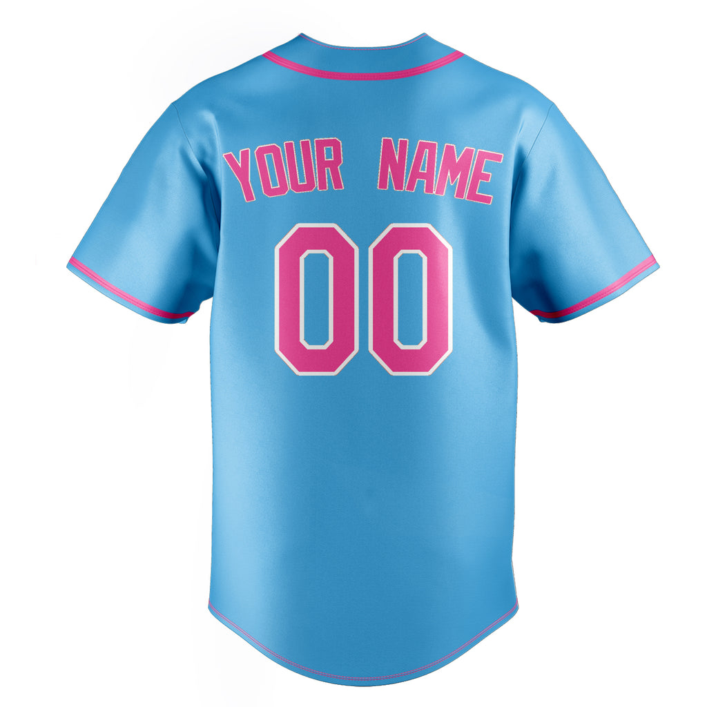 Personalized Sky Blue & Pink Color Fan Baseball Jersey