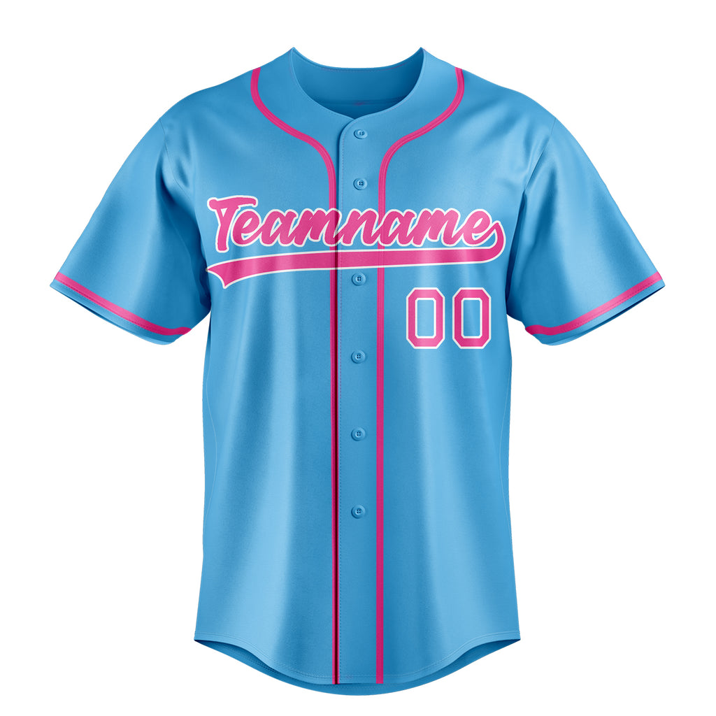 Personalized Sky Blue & Pink Color Fan Baseball Jersey