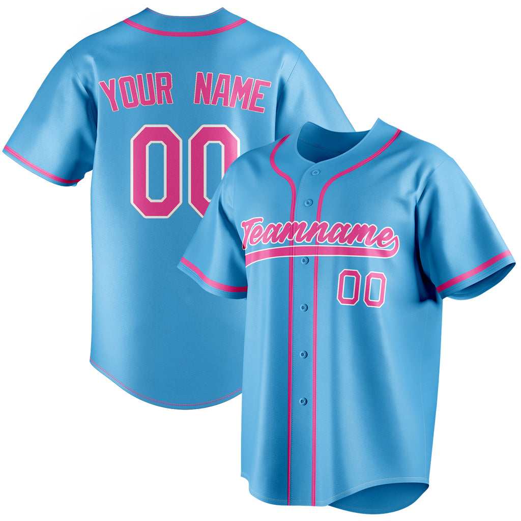 Personalized Sky Blue & Pink Color Fan Baseball Jersey BB01240530WX314