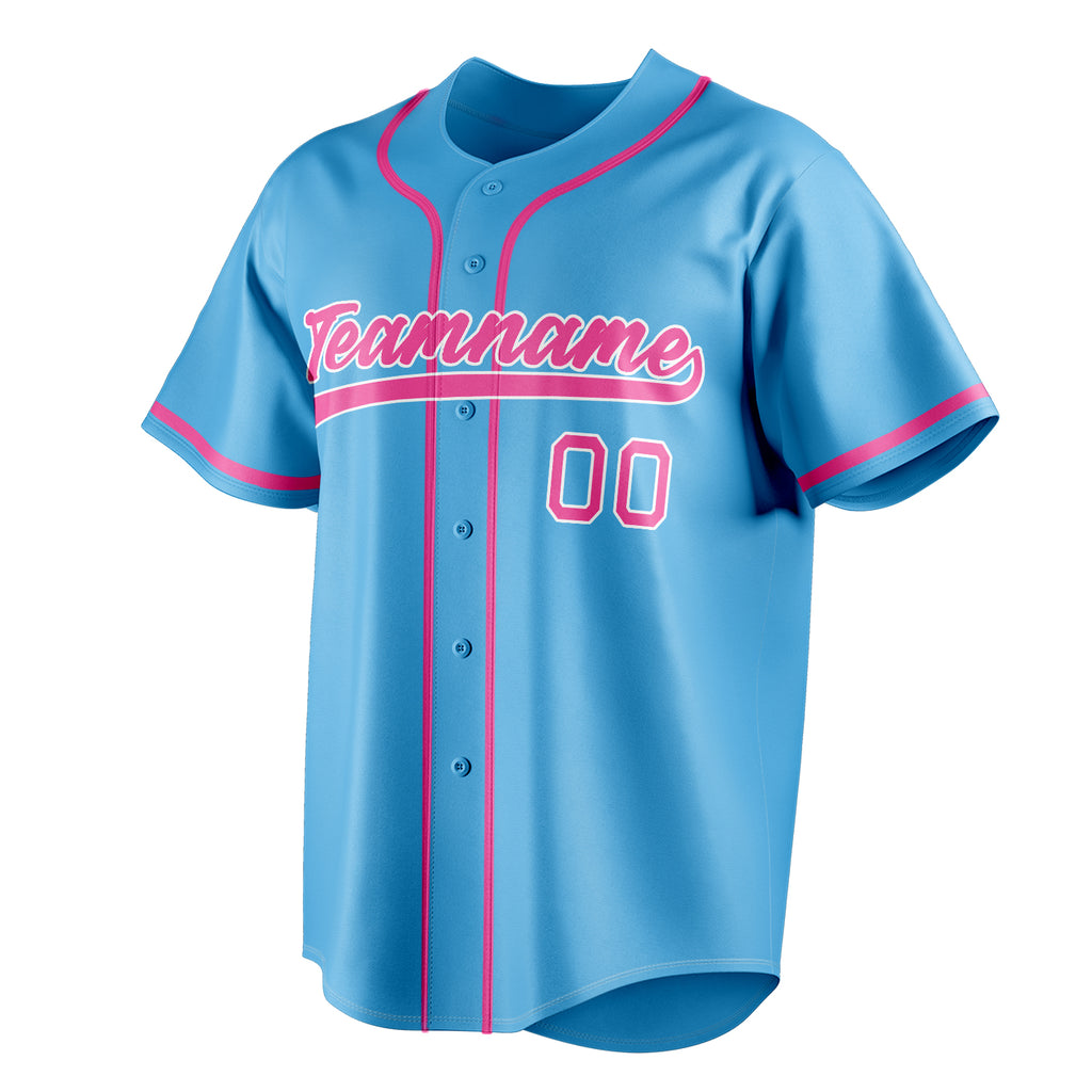Personalized Sky Blue & Pink Color Fan Baseball Jersey