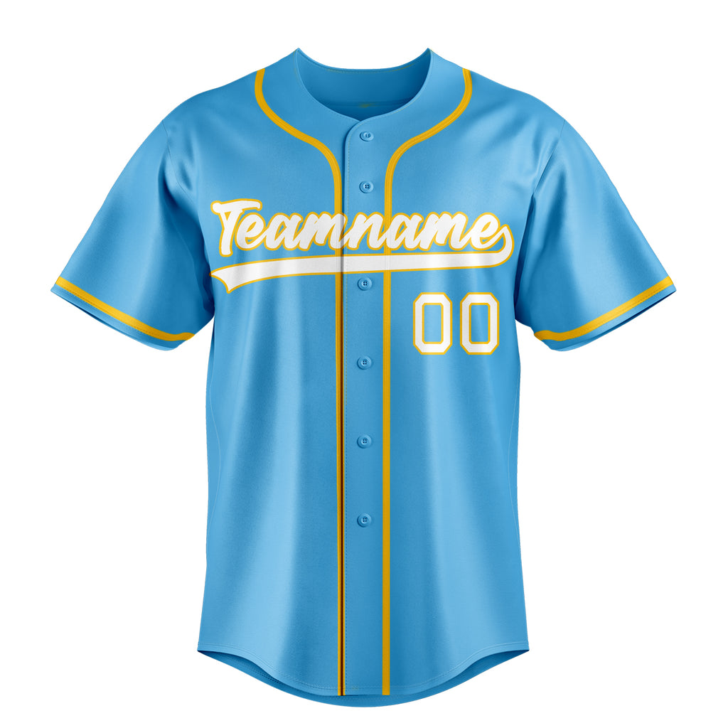 Personalized Sky Blue & White Color Fan Baseball Jersey
