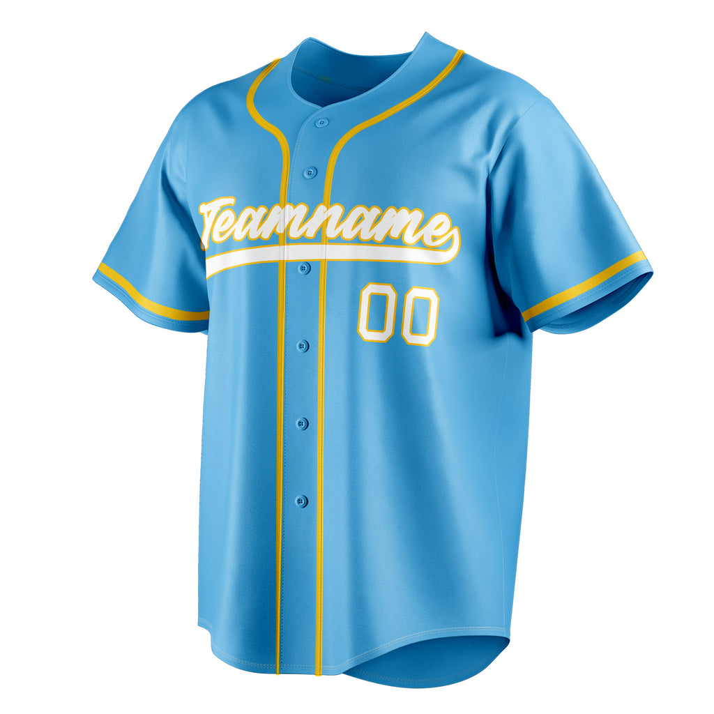 Personalized Sky Blue & White Color Fan Baseball Jersey