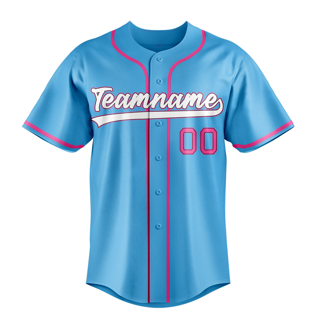 Personalized Sky Blue & Pink Color Fan Baseball Jersey