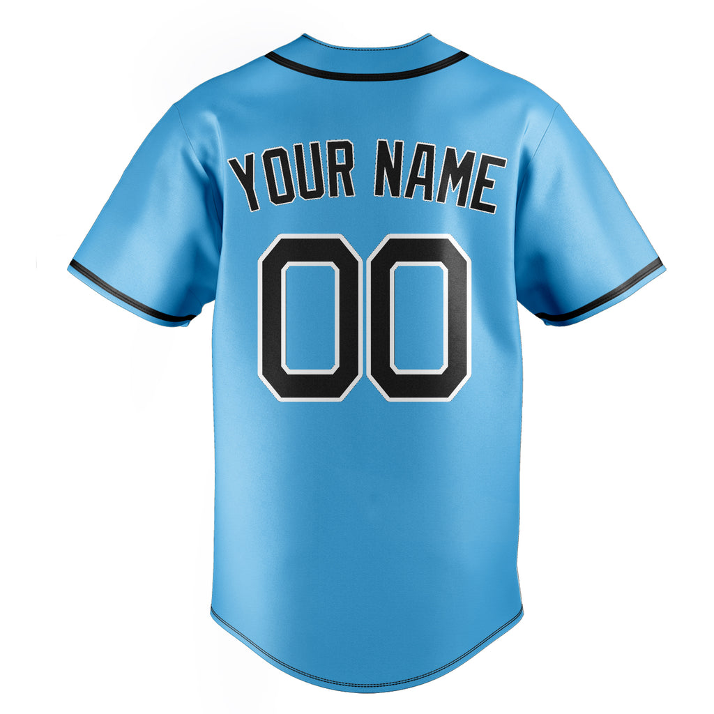 Personalized Sky Blue & Black Color Fan Baseball Jersey