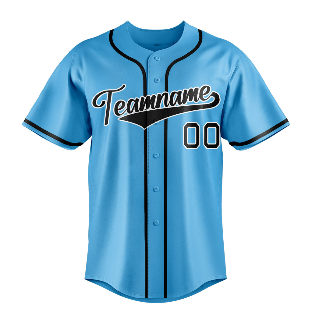 Personalized Sky Blue & Black Color Fan Baseball Jersey