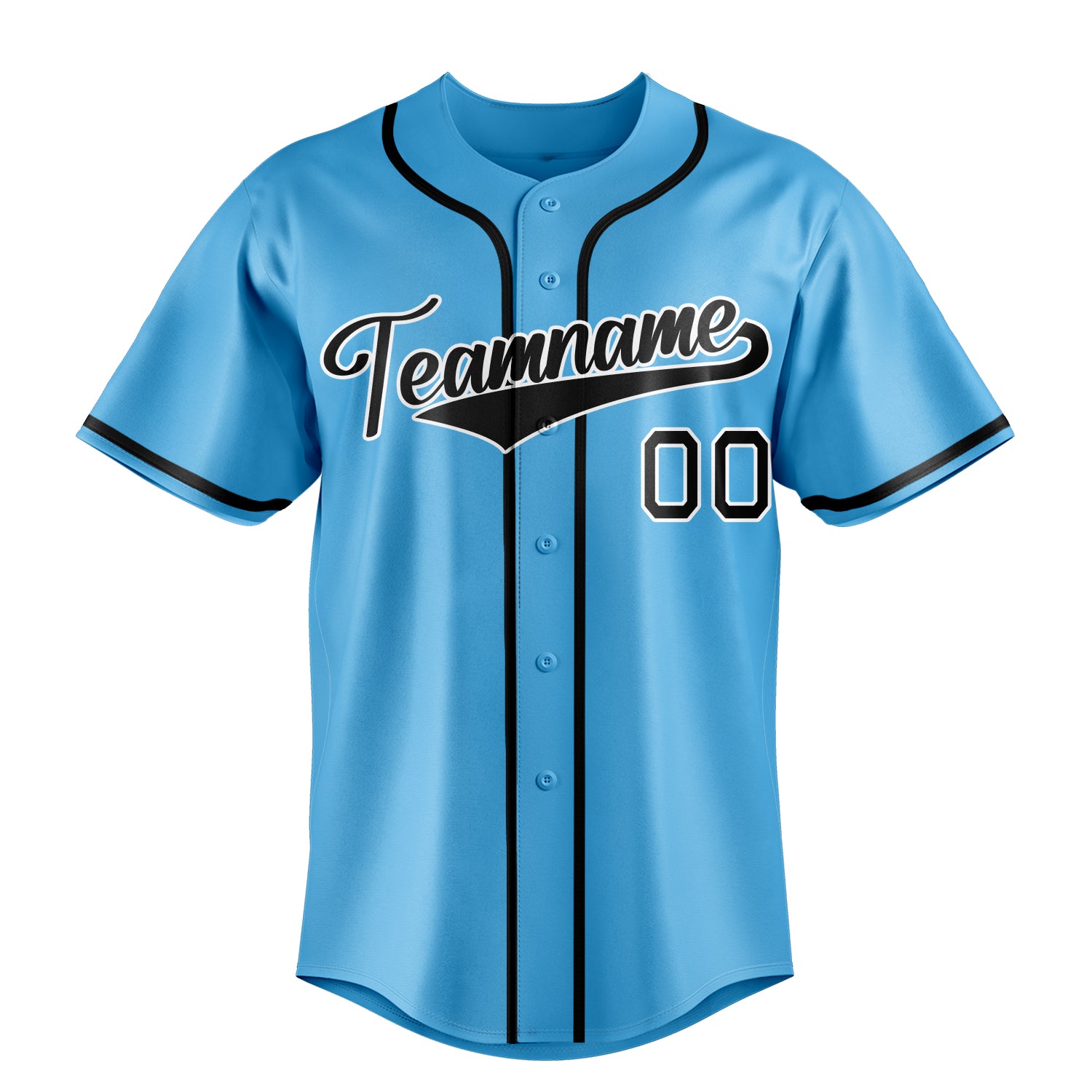 Personalized Sky Blue & Black Color Fan Baseball Jersey