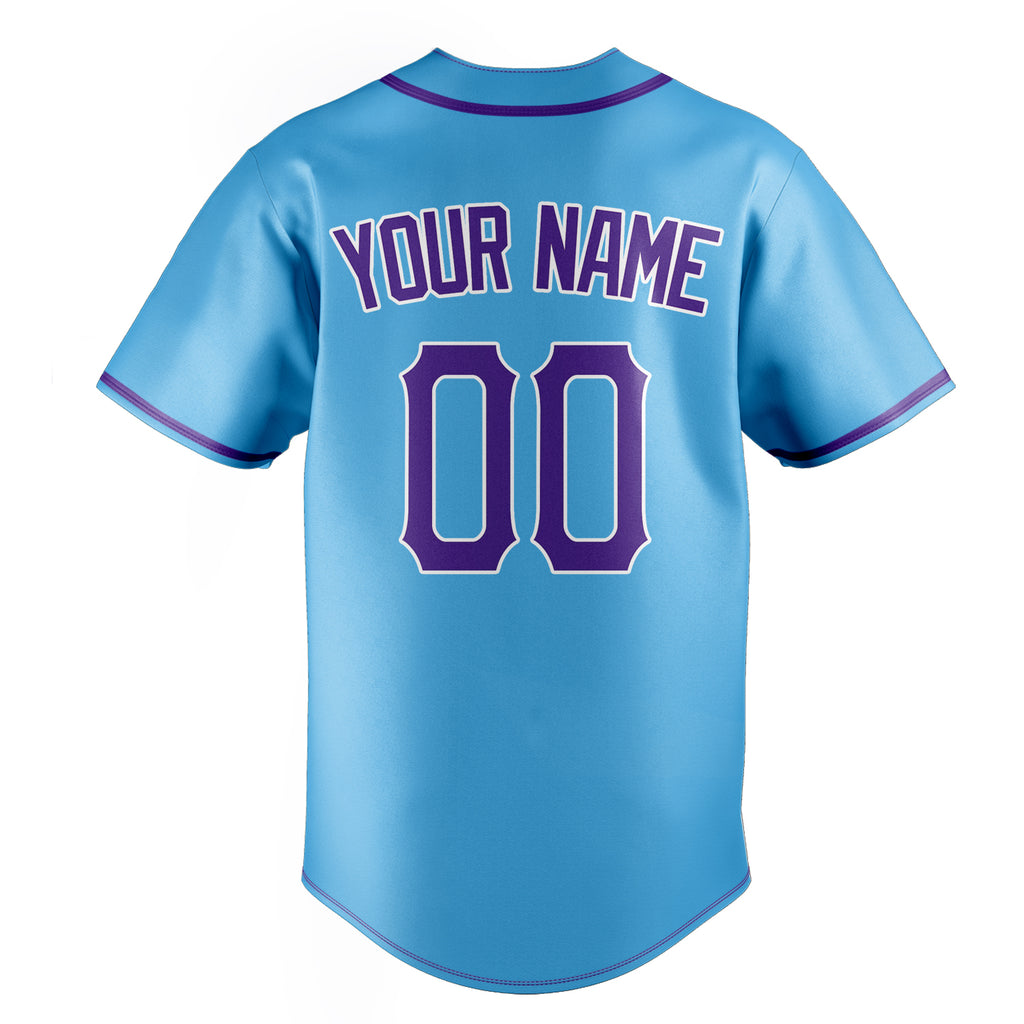 Personalized Sky Blue & Purple Color Fan Baseball Jersey