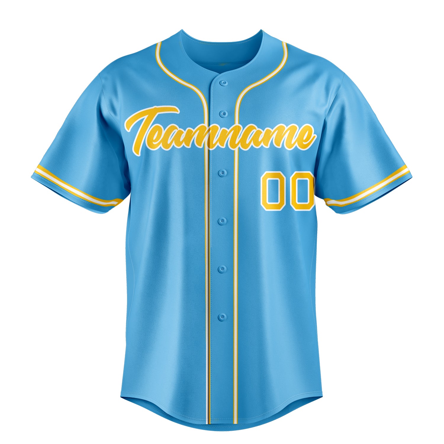 Personalized Sky Blue & Yellow Color Fan Baseball Jersey