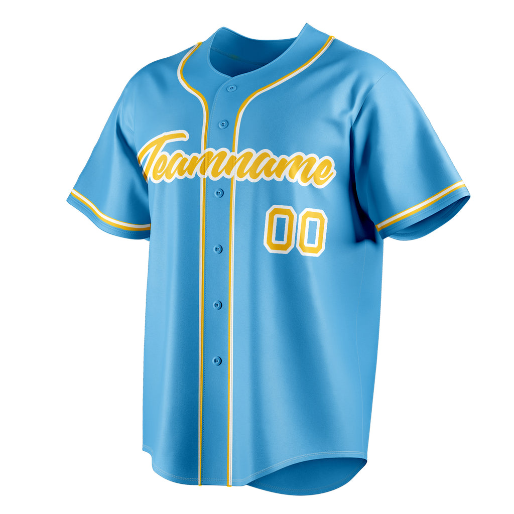 Personalized Sky Blue & Yellow Color Fan Baseball Jersey