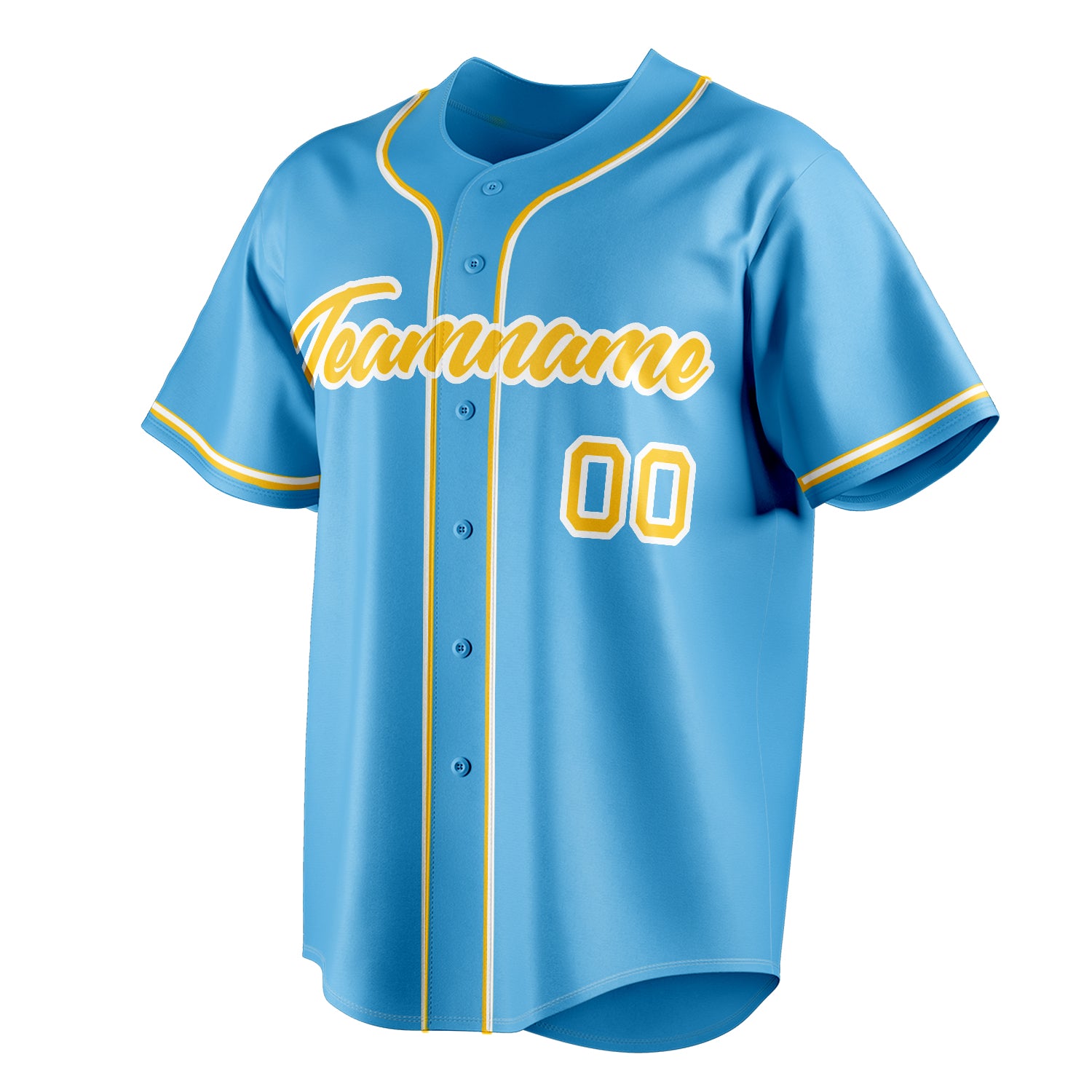 Personalized Sky Blue & Yellow Color Fan Baseball Jersey