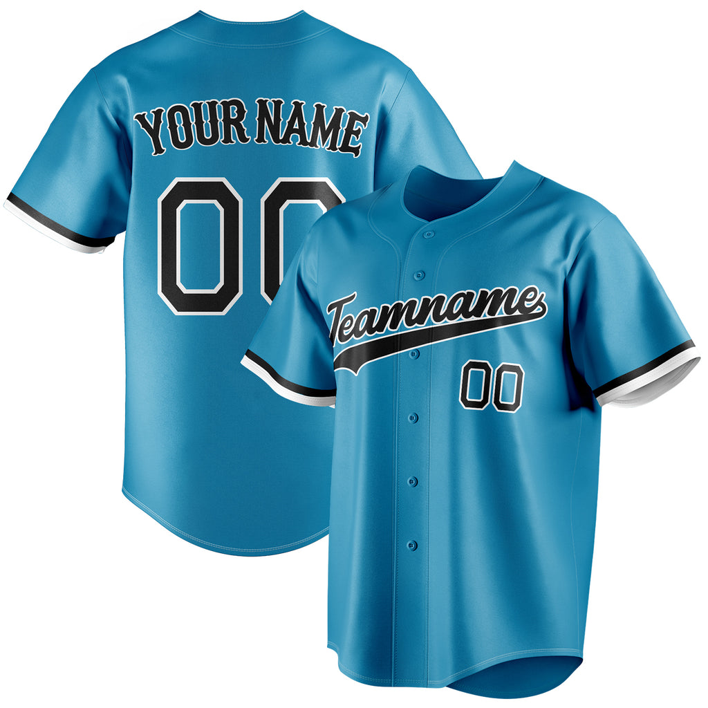 Personalized Panther Blue & Black Color Fan Baseball Jersey BB01240530WX360