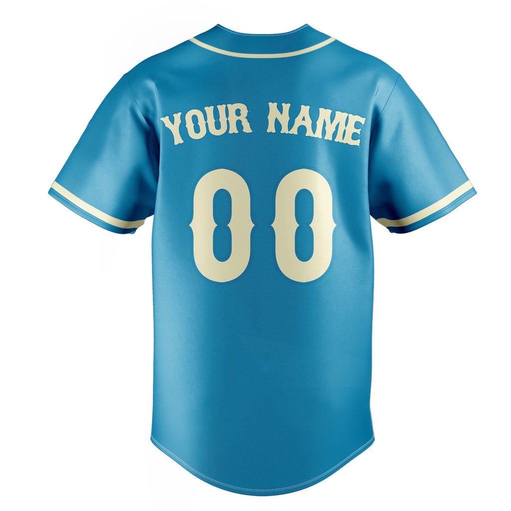 Personalized Panther Blue & Cream Color Fan Baseball Jersey
