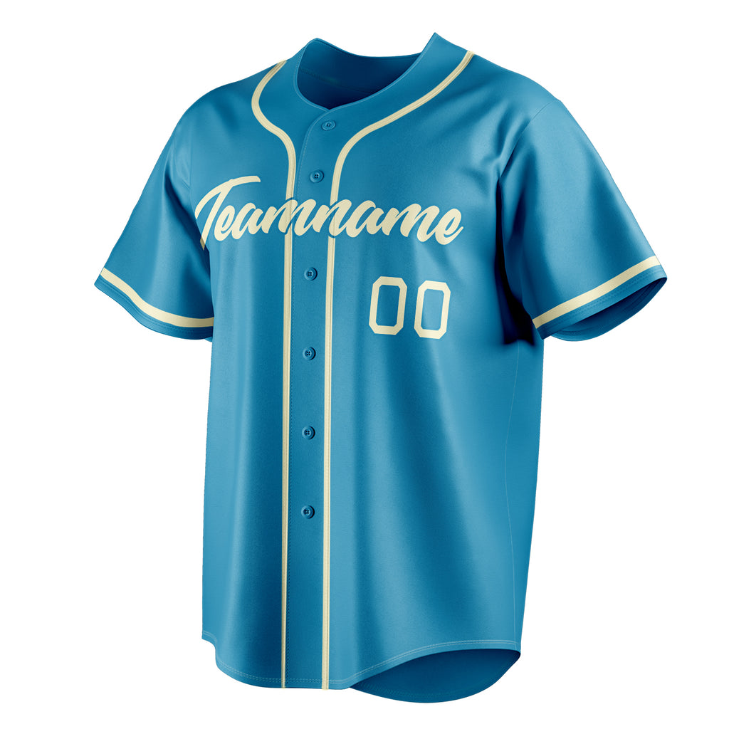 Personalized Panther Blue & Cream Color Fan Baseball Jersey