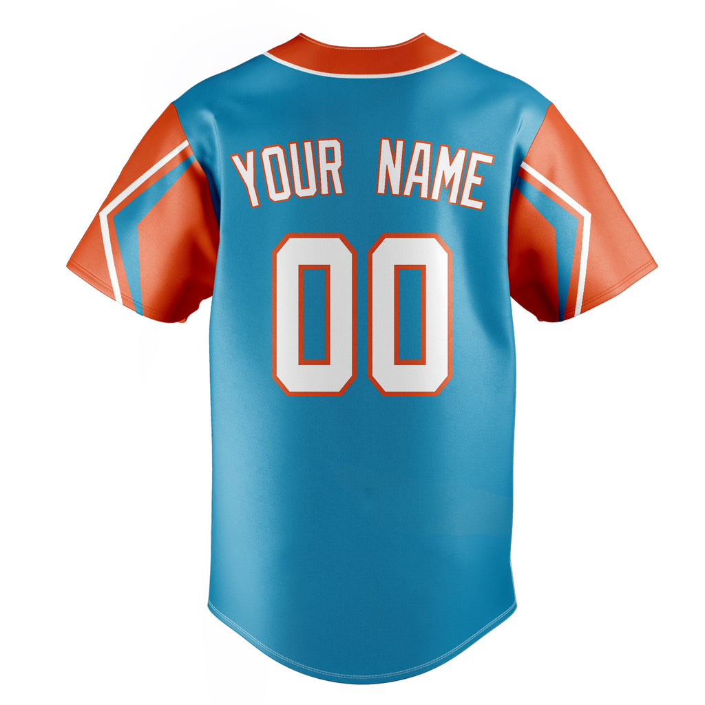 Personalized Panther Blue & Orange 3 Colors Arm Shapes Fan Baseball Jersey