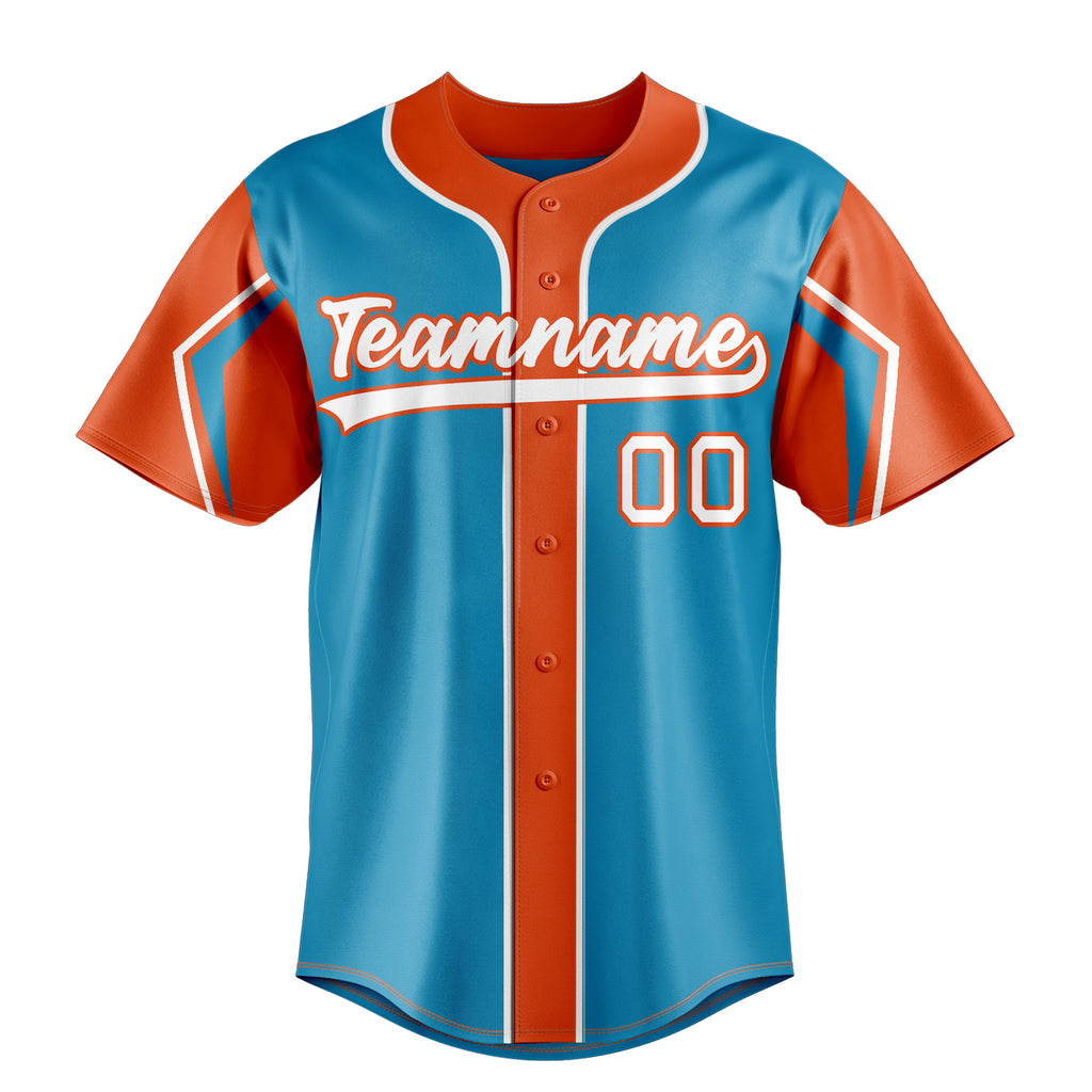 Personalized Panther Blue & Orange 3 Colors Arm Shapes Fan Baseball Jersey