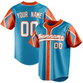 Personalized Panther Blue & Orange 3 Colors Arm Shapes Fan Baseball Jersey BB01240530WX365