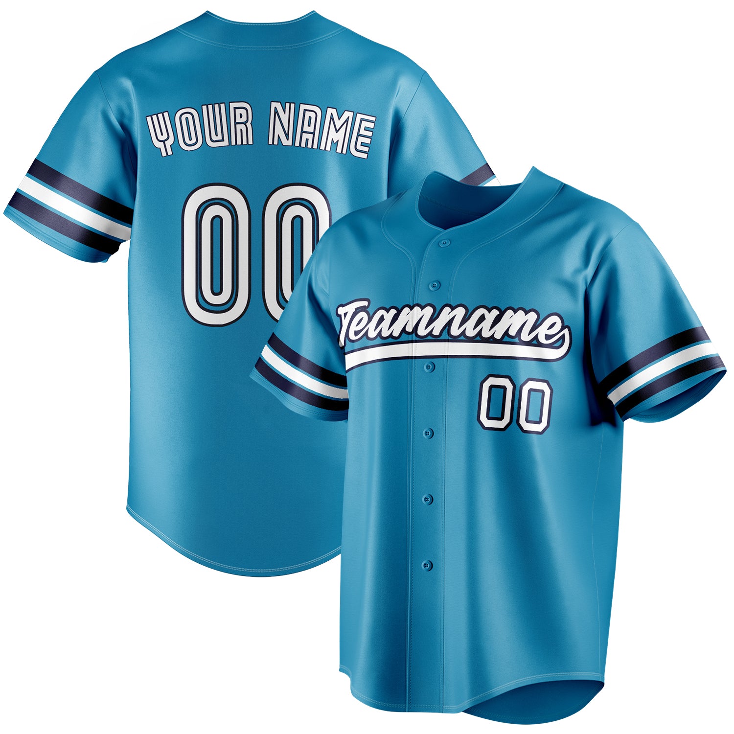 Personalized Panther Blue & White Color Fan Baseball Jersey BB01240530WX367