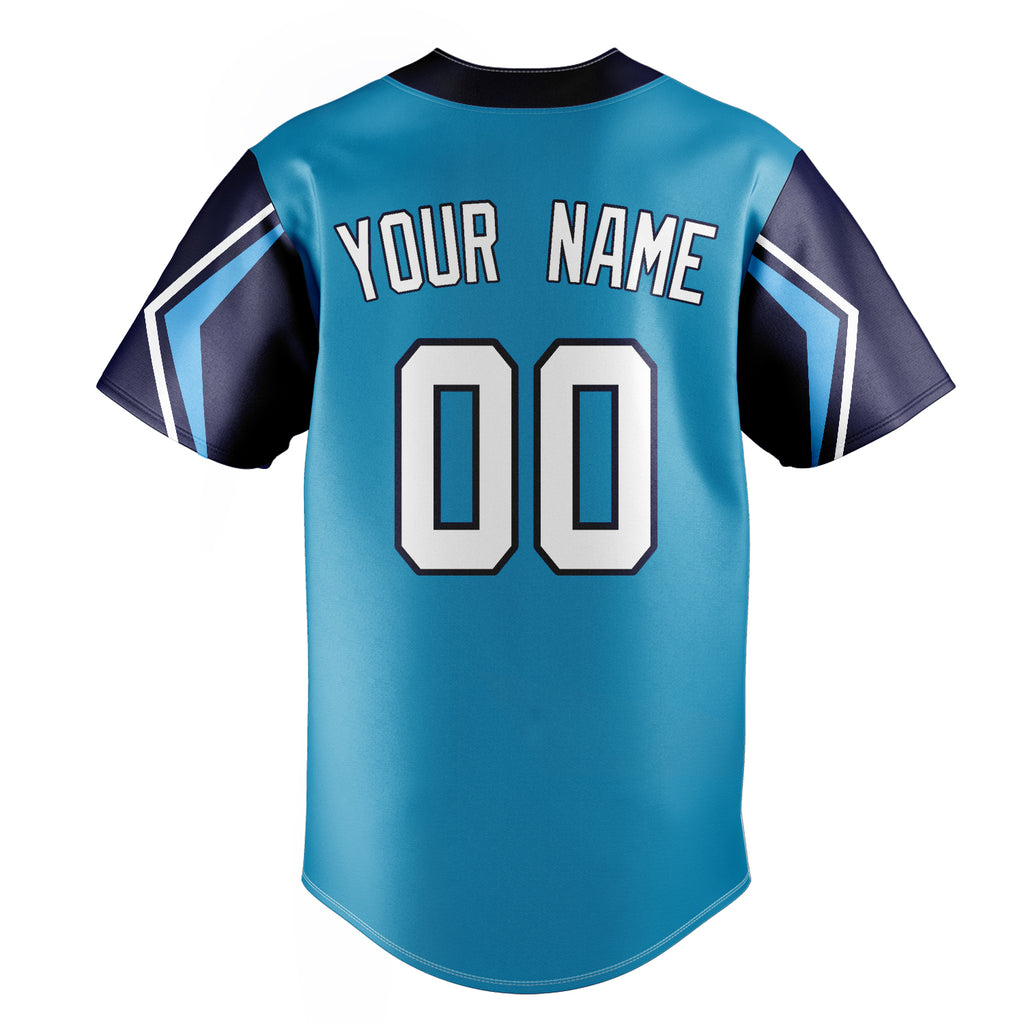 Personalized Panther Blue & Navy 3 Colors Arm Shapes Fan Baseball Jersey