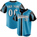 Personalized Panther Blue & Black 3 Colors Arm Shapes Fan Baseball Jersey BB01240530WX369